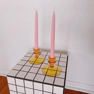 ONE LEFT- Yellow Glass Candle Holder🕯